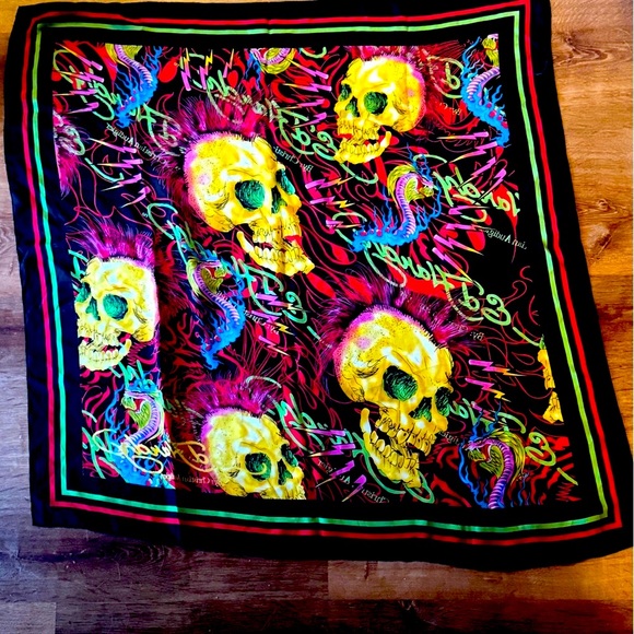 Ed Hardy Accessories - EUC Ed Hardy Colorful Silk Scarf